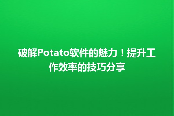 破解Potato软件的魅力！🍟✨提升工作效率的技巧分享