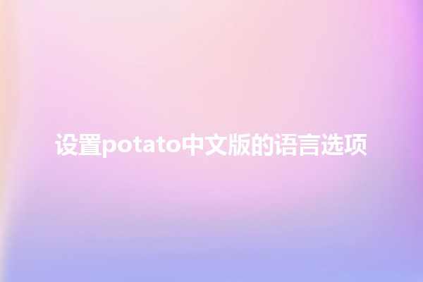 设置potato中文版的语言选项🥔✨