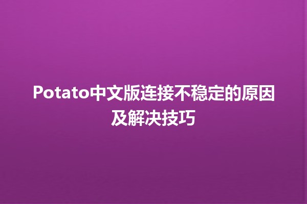 🍟 Potato中文版连接不稳定的原因及解决技巧