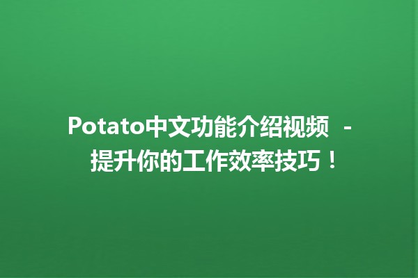 Potato中文功能介绍视频 ⚡️ - 提升你的工作效率技巧！