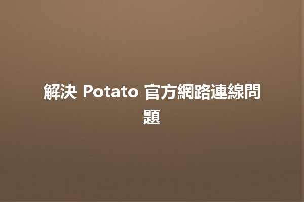 解決 Potato 官方網路連線問題 🔧🌐