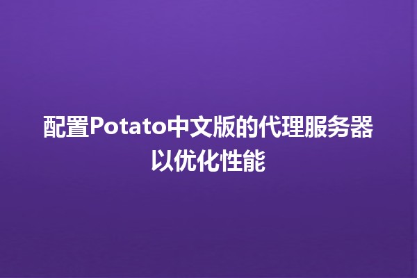 配置Potato中文版的代理服务器以优化性能 🚀💻