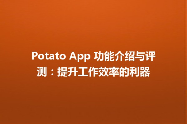 🔥 Potato App 功能介绍与评测：提升工作效率的利器