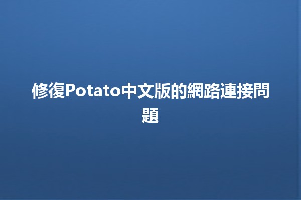 修復Potato中文版的網路連接問題🔧🖥️