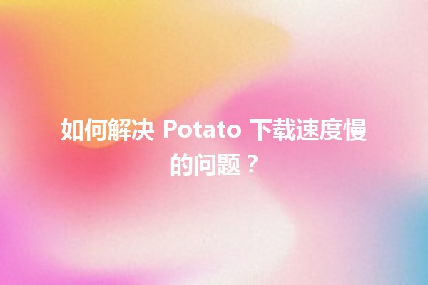 📥 如何解决 Potato 下载速度慢的问题？🛠️