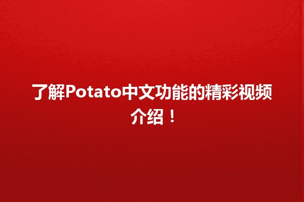 🎥 了解Potato中文功能的精彩视频介绍！🚀