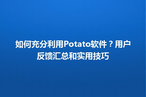 🥔 如何充分利用Potato软件？用户反馈汇总和实用技巧