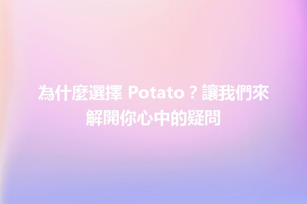 為什麼選擇 Potato？讓我們來解開你心中的疑問 🍟✨