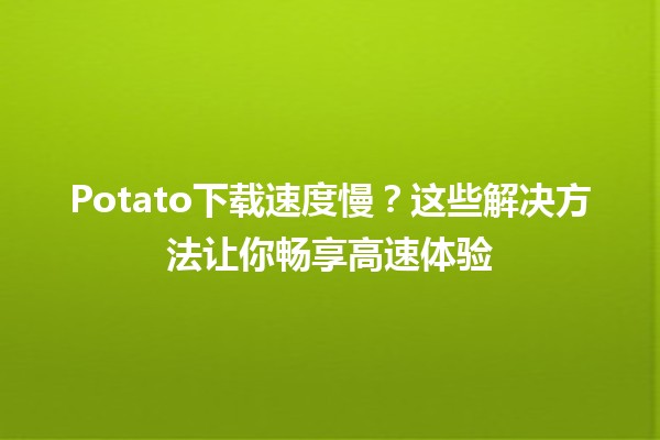 📉 Potato下载速度慢？这些解决方法让你畅享高速体验🚀