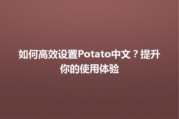 如何高效设置Potato中文？🎉提升你的使用体验