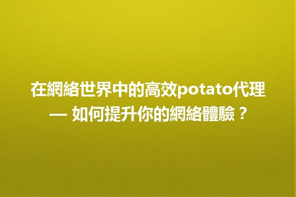 在網絡世界中的高效potato代理🎉— 如何提升你的網絡體驗？