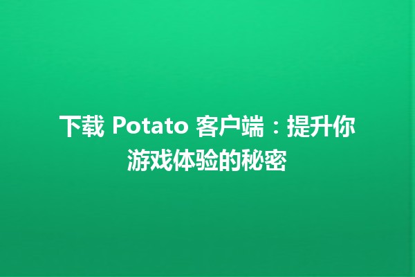 下载 Potato 客户端：提升你游戏体验的秘密 🔥🎮