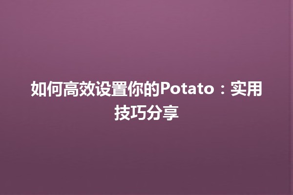 🍟 如何高效设置你的Potato：实用技巧分享