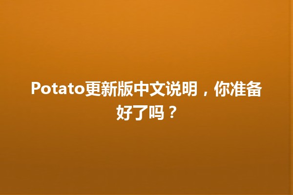 🍟 Potato更新版中文说明，你准备好了吗？