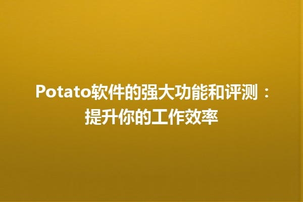 🥔 Potato软件的强大功能和评测：提升你的工作效率 🚀