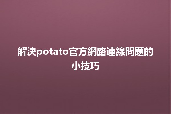 🔗 解決potato官方網路連線問題的小技巧💡