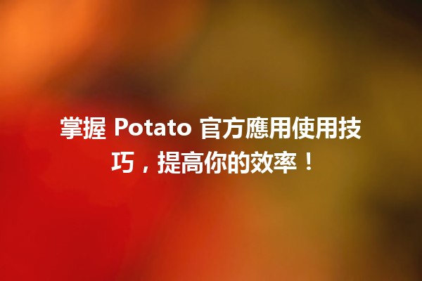 掌握 Potato 官方應用使用技巧，提高你的效率！🚀📱