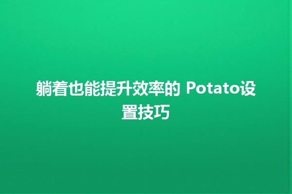 躺着也能提升效率的🍟 Potato设置技巧