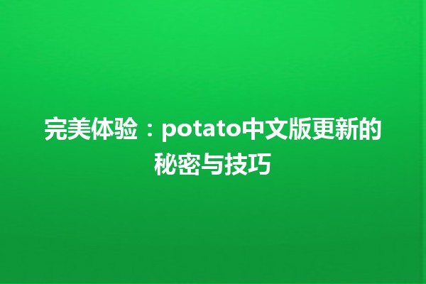 🥔 完美体验：potato中文版更新的秘密与技巧