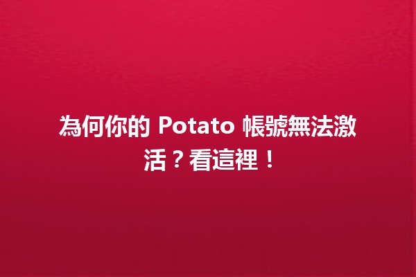 🚀 為何你的 Potato 帳號無法激活？看這裡！🔧