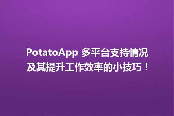 🌍 PotatoApp 多平台支持情况及其提升工作效率的小技巧！