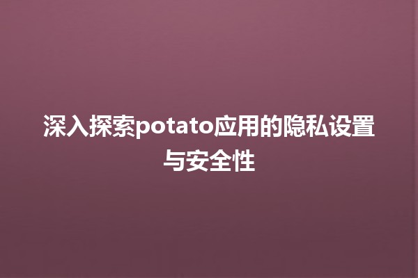 🌟 深入探索potato应用的隐私设置与安全性 🚀