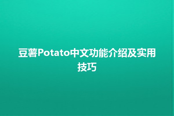 🌟 豆薯Potato中文功能介绍及实用技巧 🌟