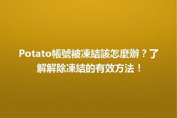 Potato帳號被凍結該怎麼辦🤔？了解解除凍結的有效方法！