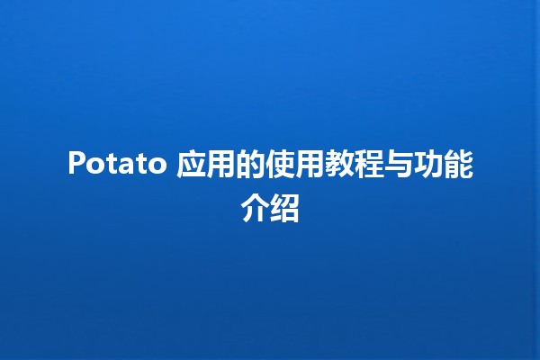 🍟 Potato 应用的使用教程与功能介绍