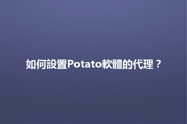 如何設置Potato軟體的代理？🌐💡