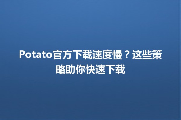 Potato官方下载速度慢？这些策略助你快速下载 🚀💻