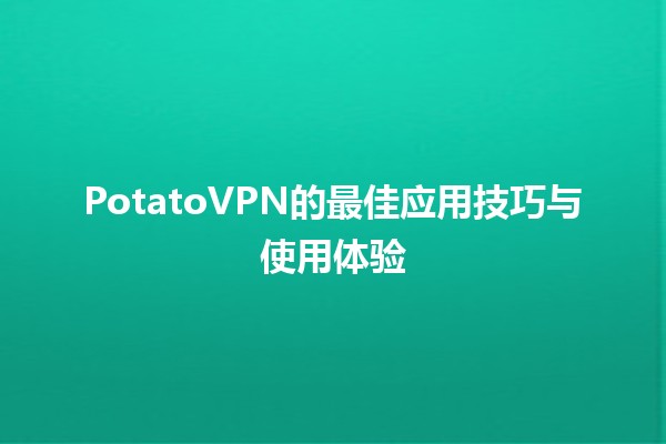 PotatoVPN的最佳应用技巧与使用体验 🥔🛡️