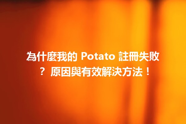 為什麼我的 Potato 註冊失敗？🥔 原因與有效解決方法！