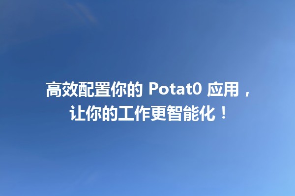 🌟 高效配置你的 Potat0 应用，让你的工作更智能化！📱