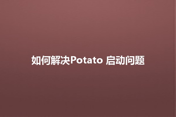 如何解决Potato 启动问题🤔🍟