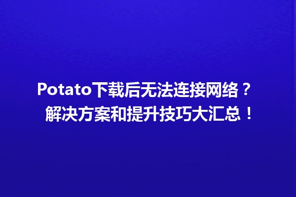 Potato下载后无法连接网络？🤔 解决方案和提升技巧大汇总！