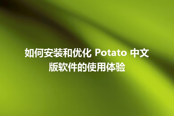 如何安装和优化 Potato 中文版软件的使用体验 🚀🍟