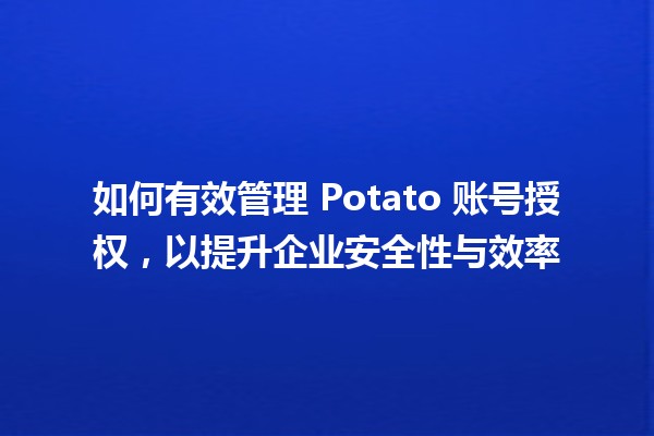 如何有效管理 Potato 账号授权，以提升企业安全性与效率 🔐✨