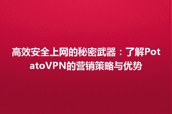 🌐高效安全上网的秘密武器：了解PotatoVPN的营销策略与优势🚀