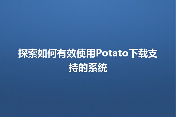 📥 探索如何有效使用Potato下载支持的系统 🚀