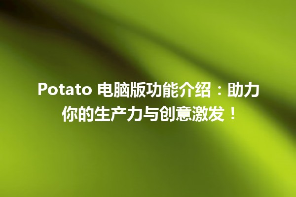 Potato 电脑版功能介绍🍟：助力你的生产力与创意激发！