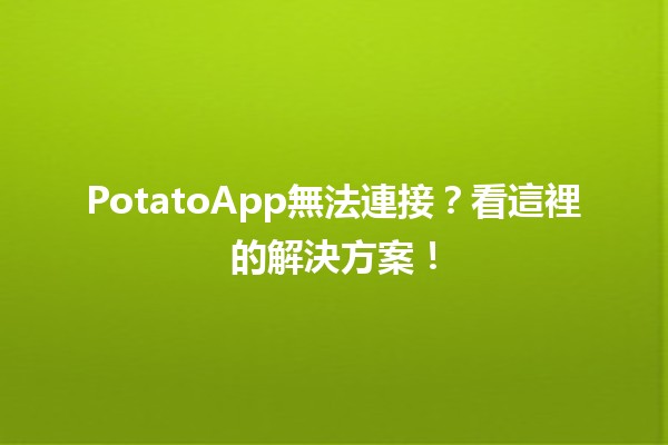 PotatoApp無法連接？看這裡的解決方案！🔧🍟