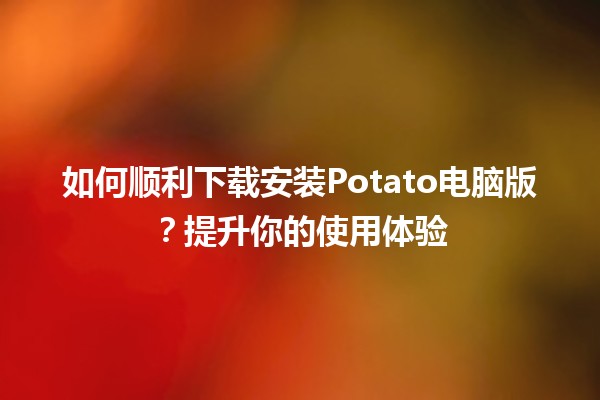 🍟 如何顺利下载安装Potato电脑版？提升你的使用体验✨