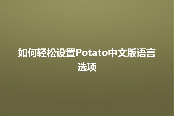 如何轻松设置🥔Potato中文版语言选项