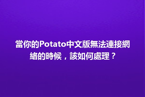 當你的Potato中文版無法連接網絡的時候，該如何處理？🔧🚀