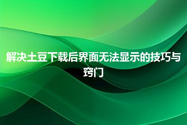 🚀 解决土豆下载后界面无法显示的技巧与窍门