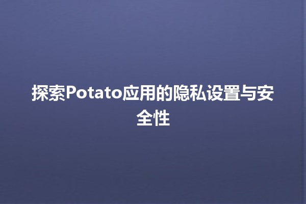 🌟 探索Potato应用的隐私设置与安全性 🔒