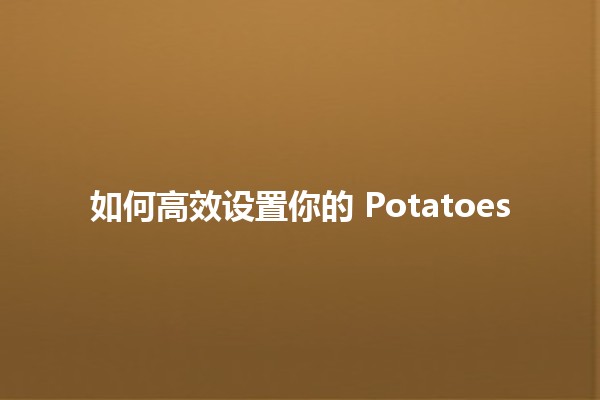 如何高效设置你的 Potatoes 🥔✨