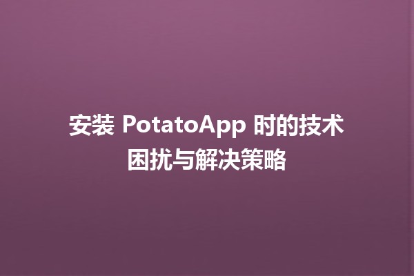 安装 PotatoApp 时的技术困扰与解决策略 🚀💡