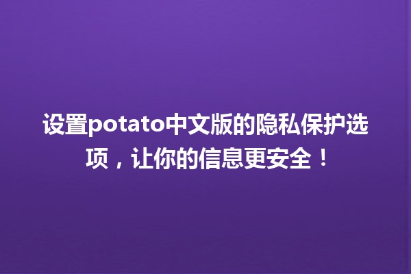 🔒 设置potato中文版的隐私保护选项，让你的信息更安全！